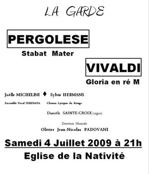 Affiche de Gloria de Vivaldi et Stabat Mater de Pergolese