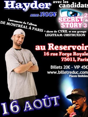 Affiche de Hayder JIGGY en concert... avec les candidats de Secret Story 2 & 3