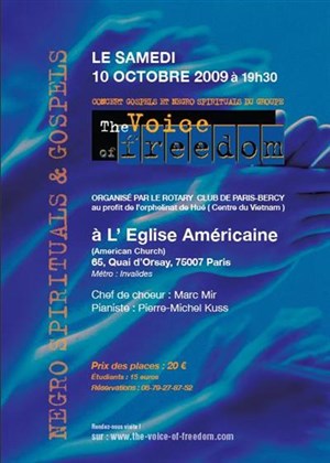 Affiche de Concert caritatif de Gospel et Negro Spirituals - The Voice of Freedom