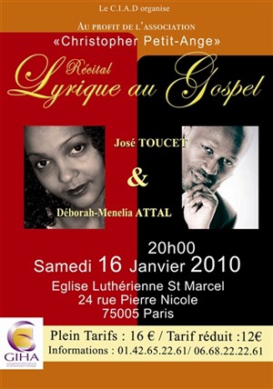 Affiche de Récital Lyrique au Gospel avec Attal et Toucet