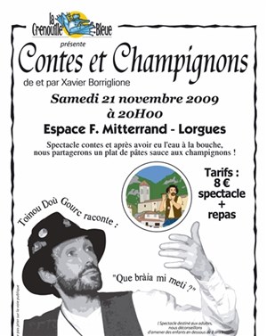 Affiche de Contes et champignons présentés par la grenouille bleue