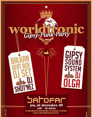 Affiche de Dj Shotnez of balkan beat box + Dj Olga of gypsy sound system