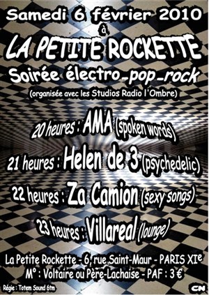 Affiche de Soirée électro pop rock : Ama + Helen de 3 + Za Camion + Villareal