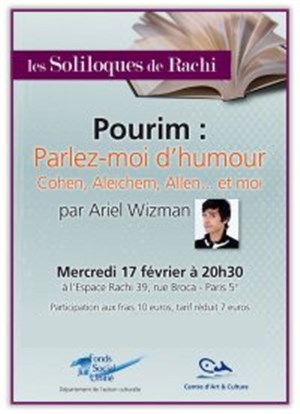 Affiche de Pourim : Parlez-moi d'humour Cohen, Aleichem, Allen... et moi