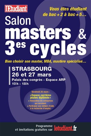 Affiche de Salon des Masters et 3es cycles / espace Carrières Jeunes Diplômés de Strasbourg
