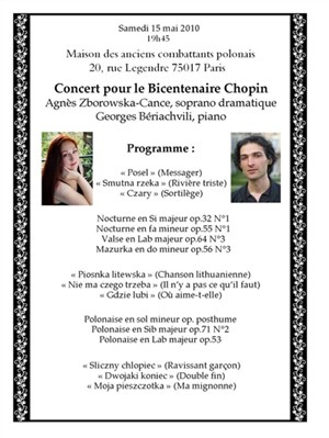 Affiche de Concert pour le bicentenaire de Chopin