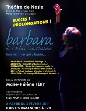 Affiche de Barbara, de l'Ecluse au Châtelet