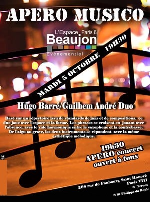 Affiche de Apéro musico : Hugo Barré / Guilhem André