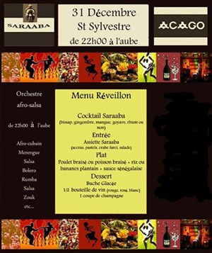 Affiche de Spécial réveillon de la St Sylvestre avec musique afro-salsa
