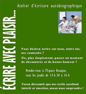 Affiche de Atelier d'écriture à l'Espace Beaujon