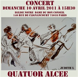 Affiche de Concert de quatuor à cordes - Oeuvres de Haydn et de Mendelssohn