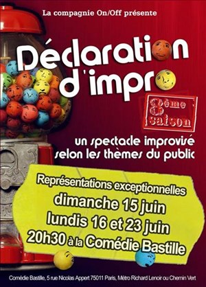 Affiche de Déclaration d'Impro | Comédie Bastille