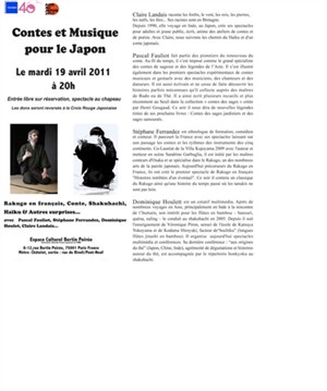 Affiche de Contes et musique pour le Japon : Soirée en faveur de la Croix  Rouge Japonaise