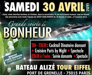 Affiche de la grande soirée du bonheur : croisière avec spectacle + soirée