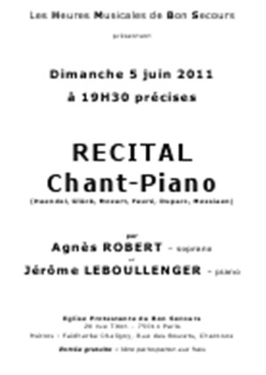 Affiche de Récital chant piano Agnès Robert et Jérôme Leboullenger
