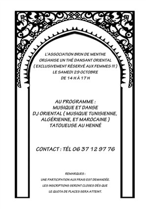 Affiche de Aprés midi dansant oriental féminin