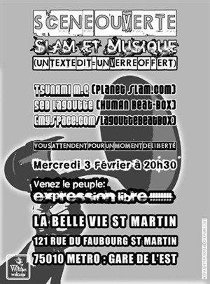 Affiche de Slam et musique : Scène ouverte