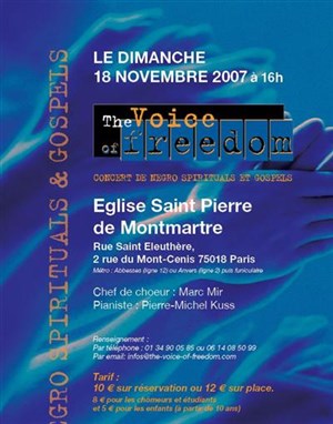 Affiche de The Voice Of Freedom | Eglise Saint Pierre de Montmartre