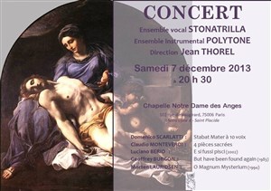 Affiche de Stabat Mater à 10 (D.Scarlatti), pièces de Monteverdi, Lauridsen, Burgon ...