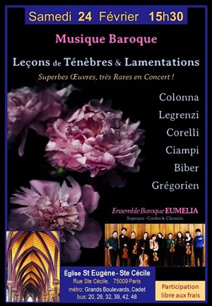 Affiche de Soprano & ensemble baroque : Leçons de ténèbres & lamentations