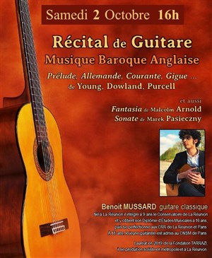 Affiche de Récital de Guitare : Musique Baroque Anglaise