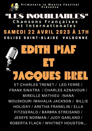 Affiche de Edith Piaf, Jacques Brel : Les Inoubliables