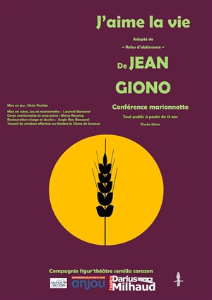 Affiche de J'aime la vie, conférence pour marionnette