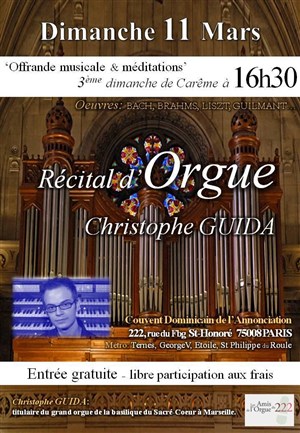 Affiche de Récital d'Orgue : Christophe Guida