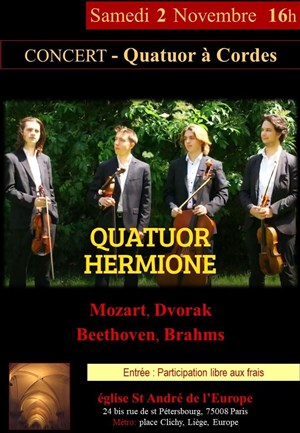 Affiche de Quatuor à Cordes de Mozart, Dvorak, Beethoven, Brahms