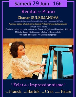 Affiche de Récital de piano par Zhanar Suleimanova