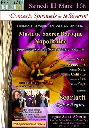 Affiche de Musique sacrée Baroque Napolitaine | pour Soprano, Hautbois et basse continue