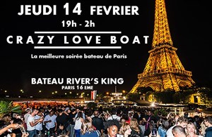 Affiche de Crazy Love Boat Croisiere Tour Eiffel en mode Saint Valentin