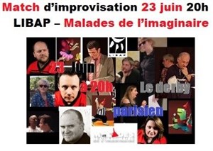 Affiche de Match d'improvisation théâtrale LIBAP (Barreau de Paris) - Malades de l'Imaginaire (Paris)