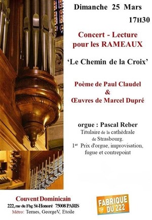 Affiche de Concert d'Orgue pour les Rameaux