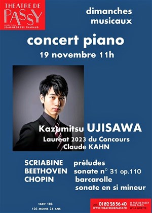 Affiche de Récital de piano Kazumitsu Ujisawa, lauréat 2023 du concours Claude Kahn