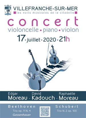 Affiche de Nuits musicales de la Citadelle : Edgar Moreau, David Kadouch et Raphaëlle Moreau