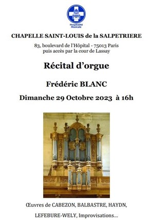 Affiche de Récital d'orgue Frédéric Blanc
