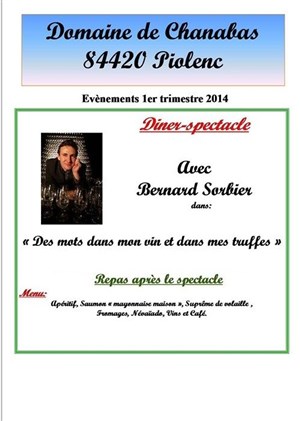 Affiche de Bernard Sorbier | Diner-spectacle