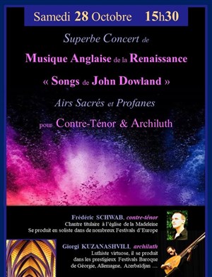 Affiche de Musique Anglaise de la Renaissance pour Contre Ténor et Archiluth