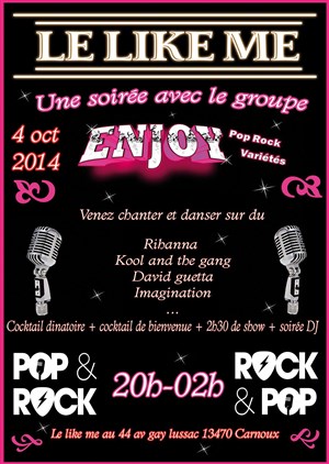 Affiche de Cocktail dinatoire + Concert du groupe Enjoy