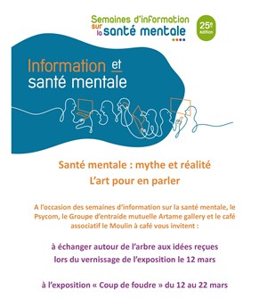 Affiche de Exposition Coup de foudre | Santé mentale : Mythe et réalité - L'art pour en parler