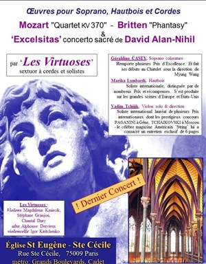 Affiche de Oeuvres pour Soprano, Hautbois et Cordes : Mozart, Britten, Alan-Nihil