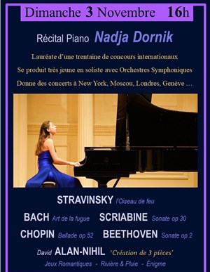 Affiche de Récital Piano par une jeune Lauréate de 30 concours internationaux