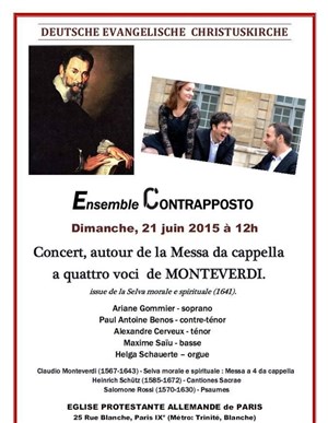 Affiche de Concert autour de la Messa da cappella a quattro voci de Monteverdi