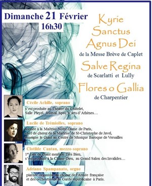 Affiche de 3 solistes femmes chantent : Caplet - Scarlatti - Lully - Charpentier