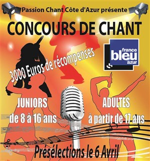 Affiche de Finale Juniors du concours de chant Passion Chant Côte d'Azur
