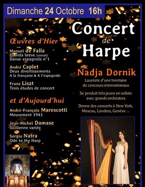 Affiche de Concert de Harpe par la jeune Virtuose Nadja Dornikn