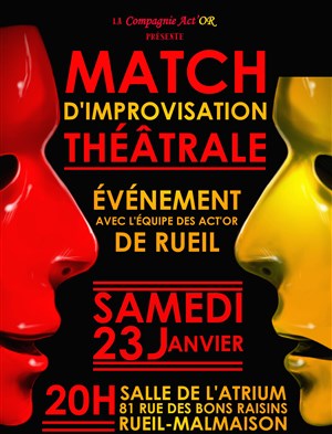 Affiche de Match d'Improvisation Théâtrale Act'OR vs Les Traits-d'Union