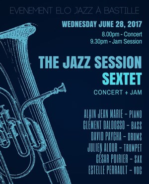 Affiche de The Jazz Session Sextet with Alain-Jean Marie & Estelle Perrault