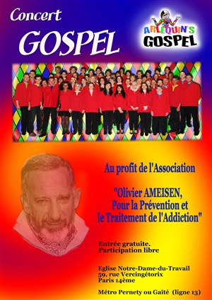 Affiche de Arlequin's Gospel chante pour l'association Olivier Ameisen